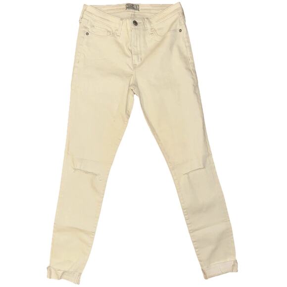 Abercrombie & Fitch Jeans Womens Cream 27/4R Harper Super Skinny Distressed - Picture 1 of 12